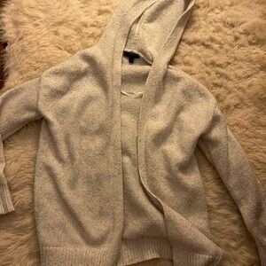 Banana Republic Cream Knit Hooded Cardigan